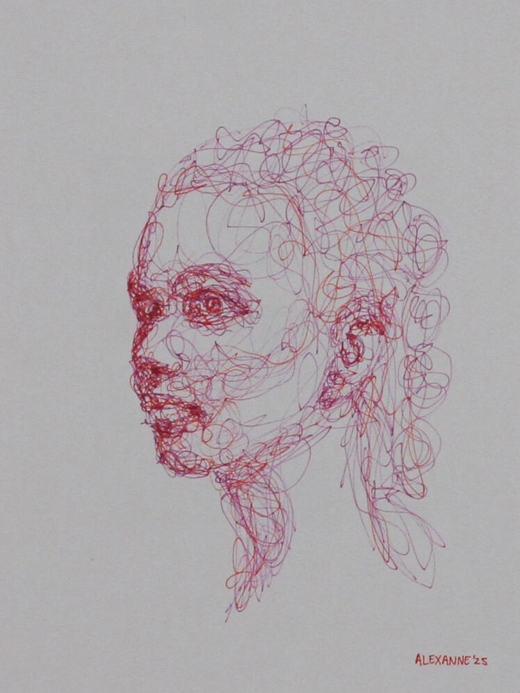 Regard vers l&#39;avenir, 9&quot;x12&quot;, 2025, Sharpie sur papier, 65$ juste l&#39;oeuvre ou 75$ encadré