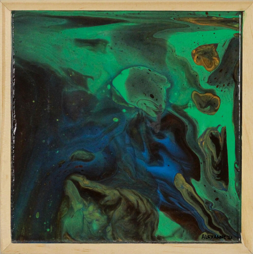 Chat Guerrier, 6&quot;x6&quot;, 2021, Acrylique sur panneau de bois, 35$