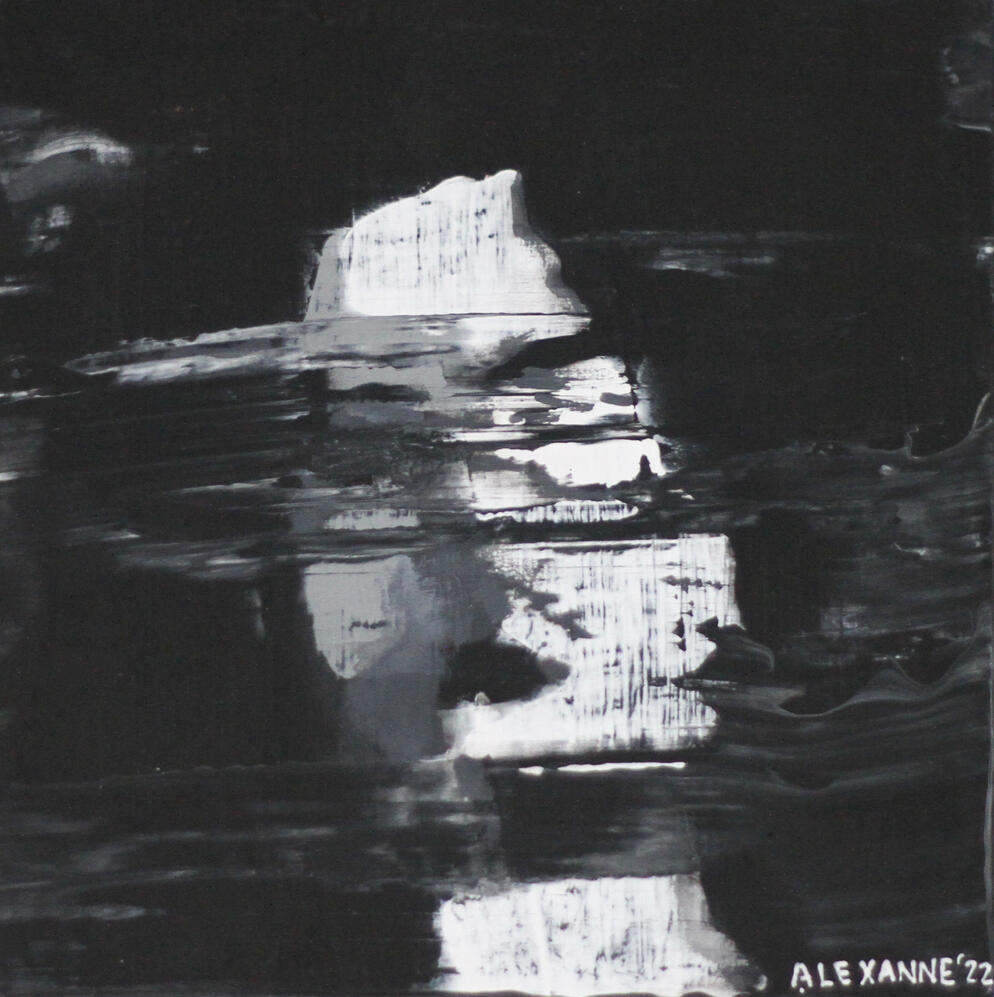 Chagriné, 5&quot;x5&quot;, 2022, Acrylique sur panneau de bois