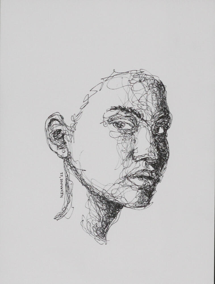 Déterminé, 9&quot;x12&quot;, 2022, Sharpie sur papier