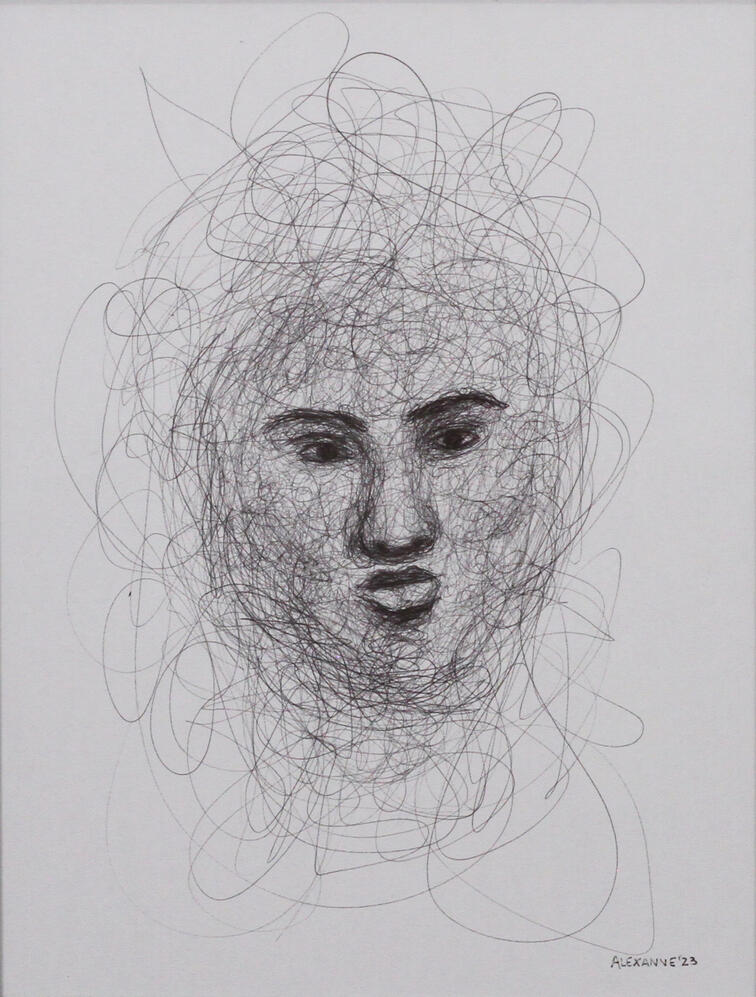 Perdu, 9&quot;x11&quot;, 2023, Stylo sur papier