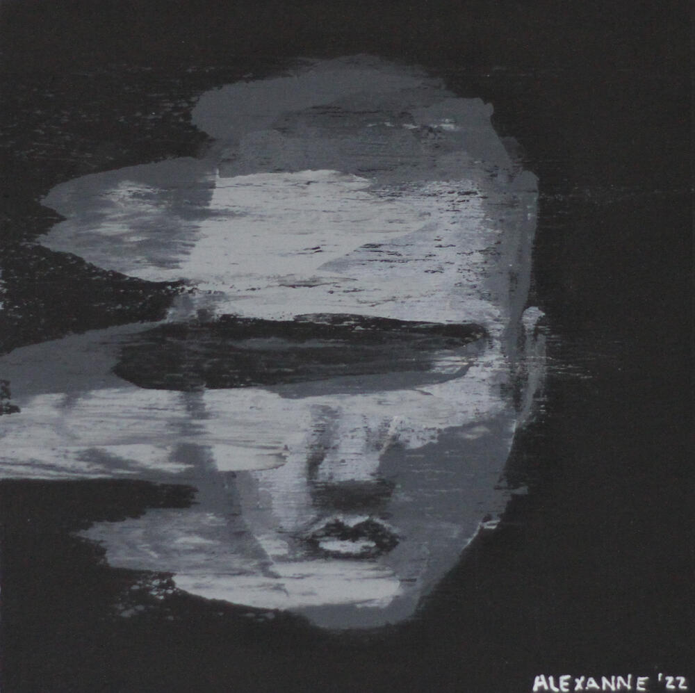 Anonymité, 5&quot;x5&quot;, 2022, Acrylique sur panneau de bois