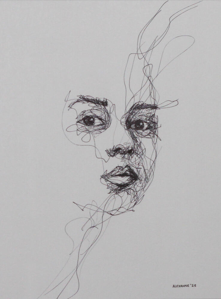 Sérénité, 9"x12", 2025, Sharpie sur papier. (Disponible)