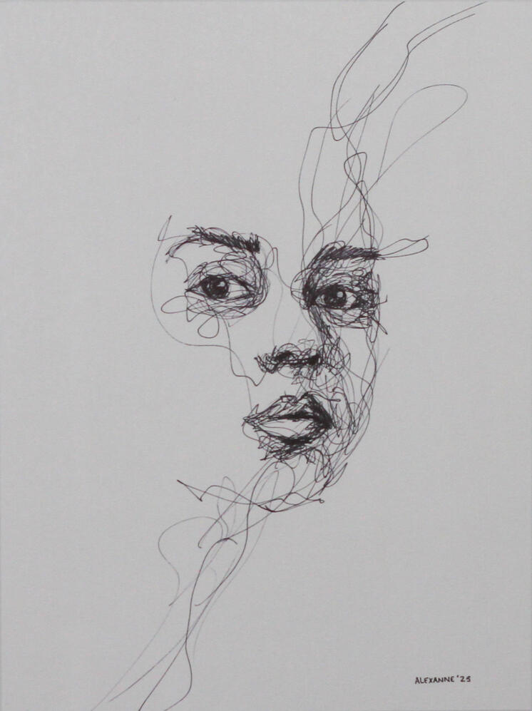 Sérénité, 9"x12", 2025, Sharpie sur papier, 90$ encadré ou 80$ juste l'oeuvre