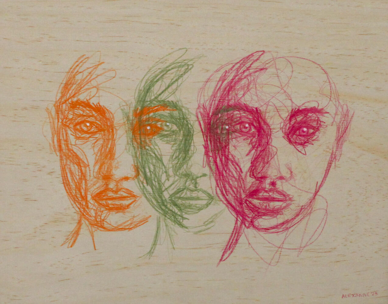 Itérations, 11"x14", 2025, Crayon de bois sur panneau de bois (non galerie), 150$