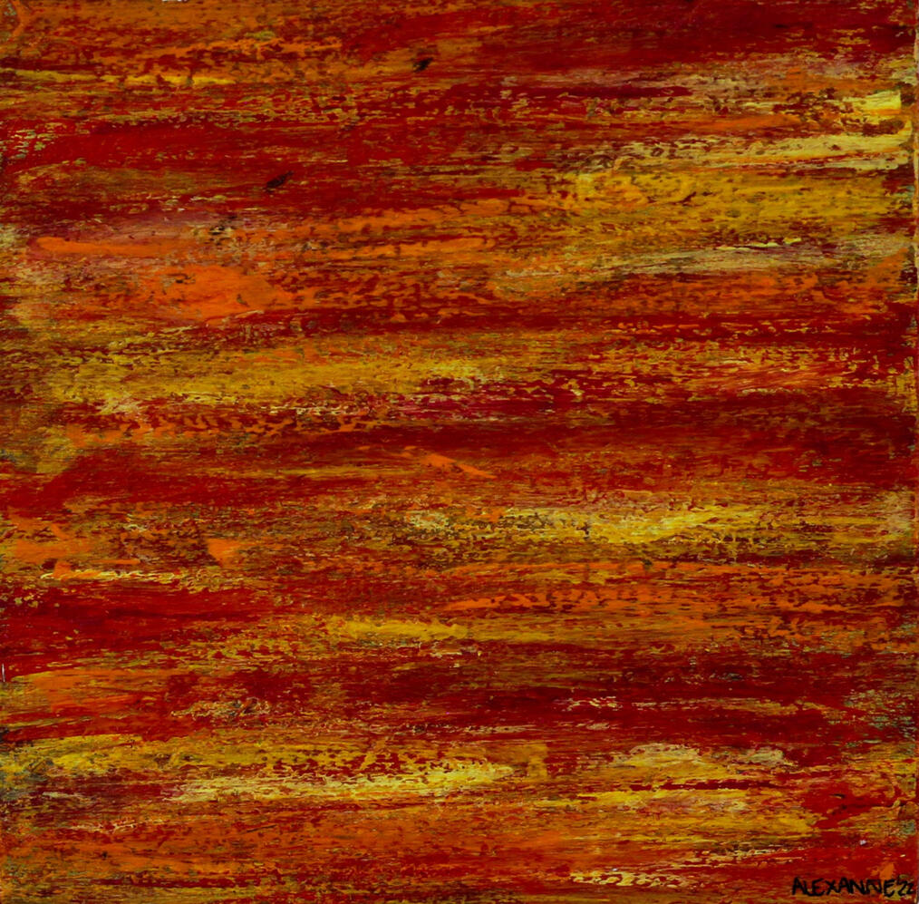 Canicule, 5"x5", 2022, Acrylique sur panneau de bois, 30$