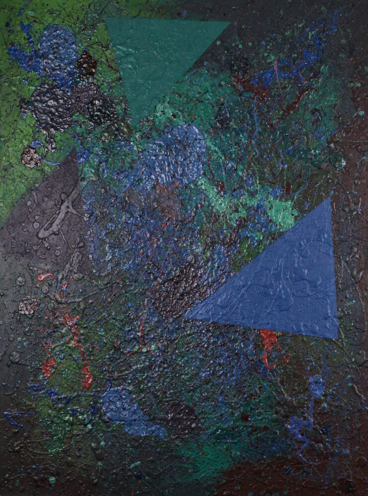 Tourbillon triangulaire, 36"x48", 2014, Acrylique sur massonite, 500$