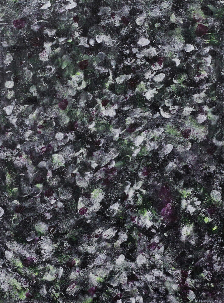 Migraine, 12"x16", 2020, Acrylique sur toile cartonnée, 75$