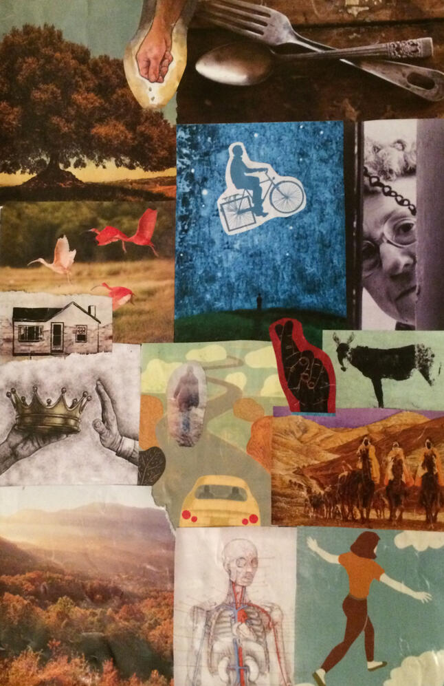 Agenda d'écolier, 6"x9", 2015, Collage, 30$ juste l'oeuvre ou 40$ encadré